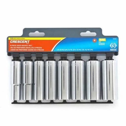 Crescent CSAS2 8 Pc. 1/2" Drive 6 Point Sae Deep Socket Set -Crescent Sales 2024 CT CSAS2N 000