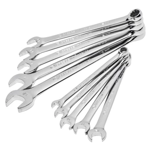 Crescent® - 10-piece 8 To 19 Mm 12-Point Angled Head Chrome Combination Wrench Set -Crescent Sales 2024 ccws3