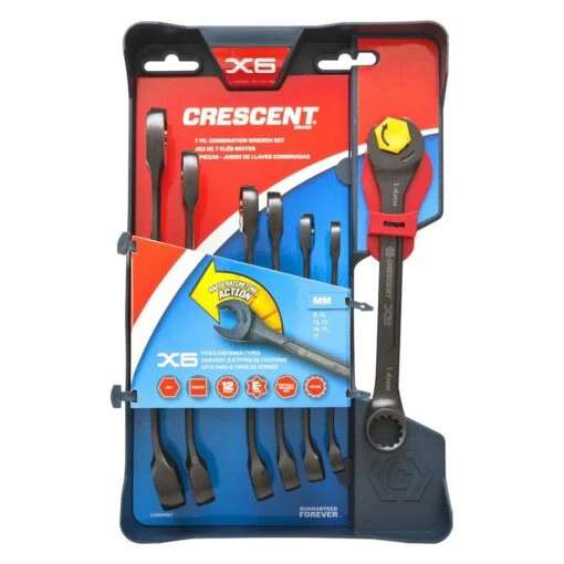 Crescent® - X6™ 7-piece 8 To 17 Mm Spline Angled Head Ratcheting Open End Black Oxide Combination Wrench Set -Crescent Sales 2024 cx6rwm7 2