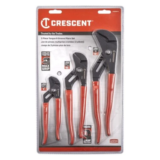 Crescent® - 3-piece 7" To 12" Straight Jaws Dipped Handle Self Locking Tongue & Groove Pliers Set -Crescent Sales 2024 rt200set3 2